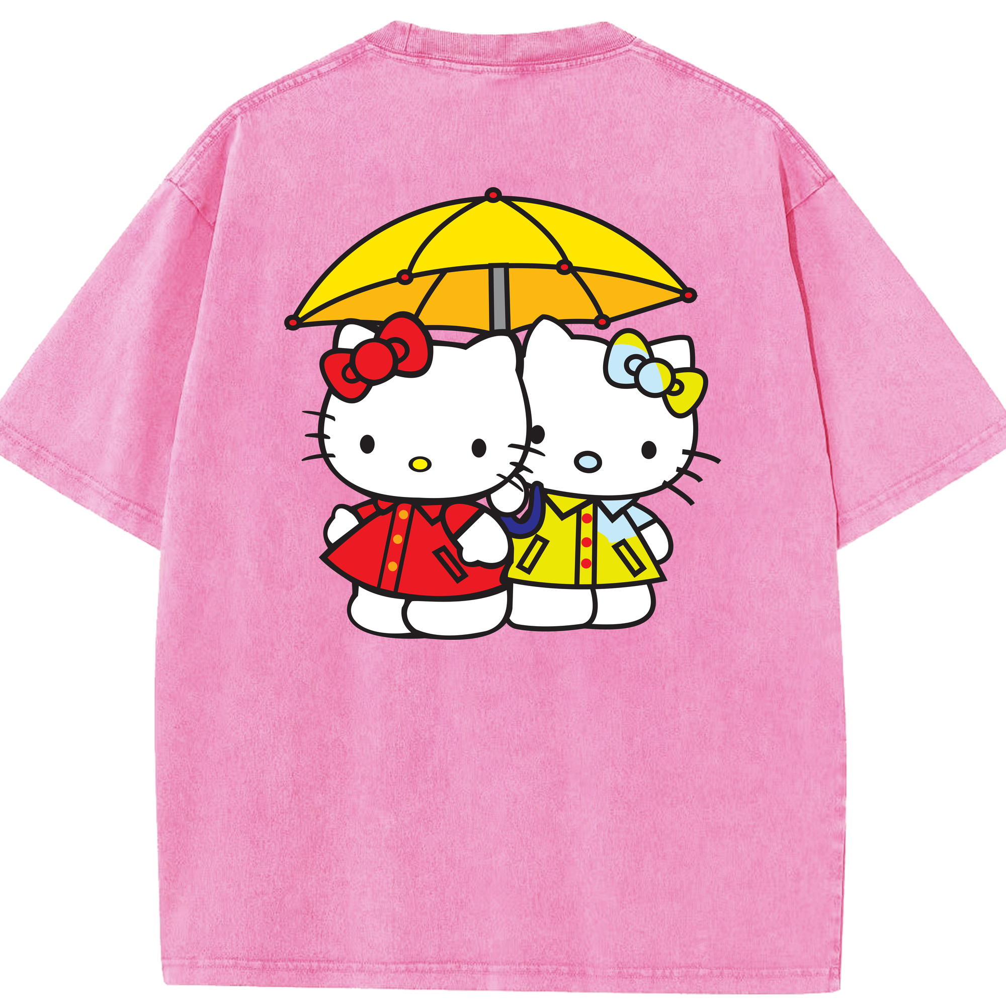 （画像用） Hello Kitty ハローキティ 綿100% ヴィンテージ風 半袖Tシャツ（背面プリント）
